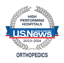 US News Orthopedics High Performing Hospitals Award Logo