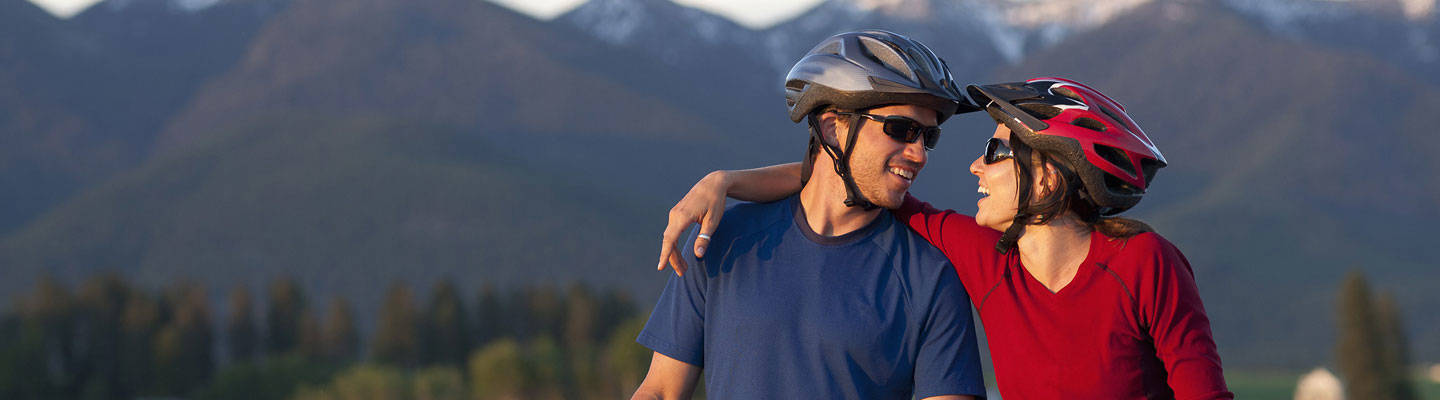 Couple on bikes